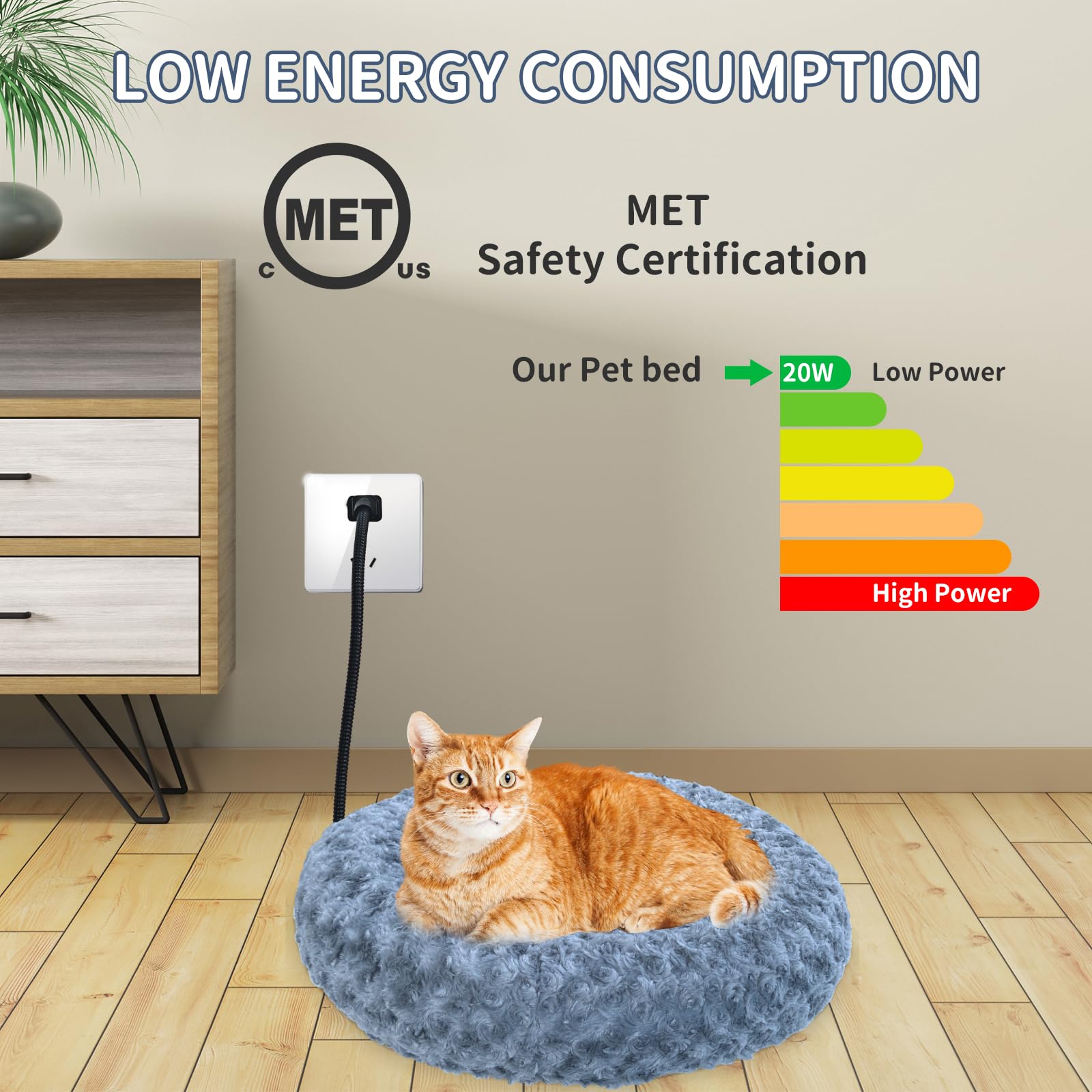 AUPETEK heating pad closeup showing safe warmth range