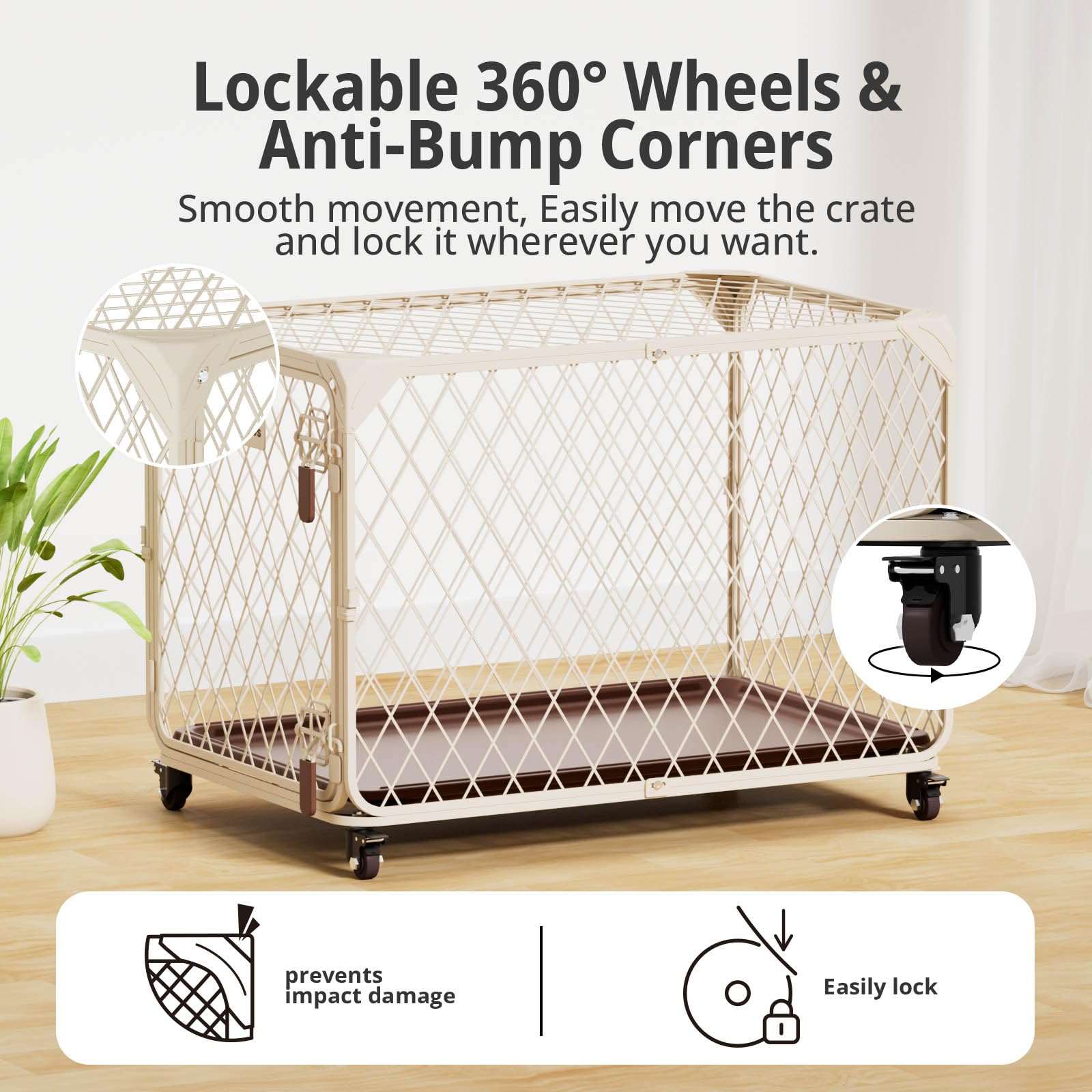 Aurapaws four wheels locking view for easy mobility and stable setup