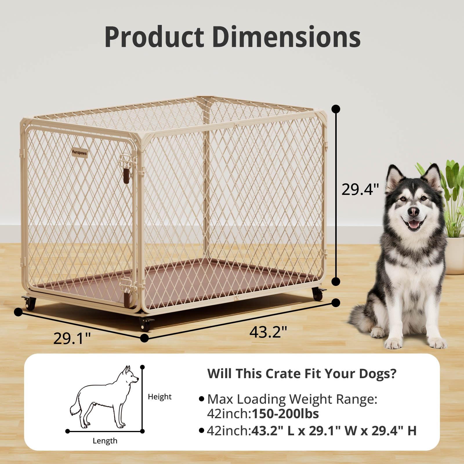 Aurapaws crate sturdy construction keeps pets safe during indoor outdoor use.