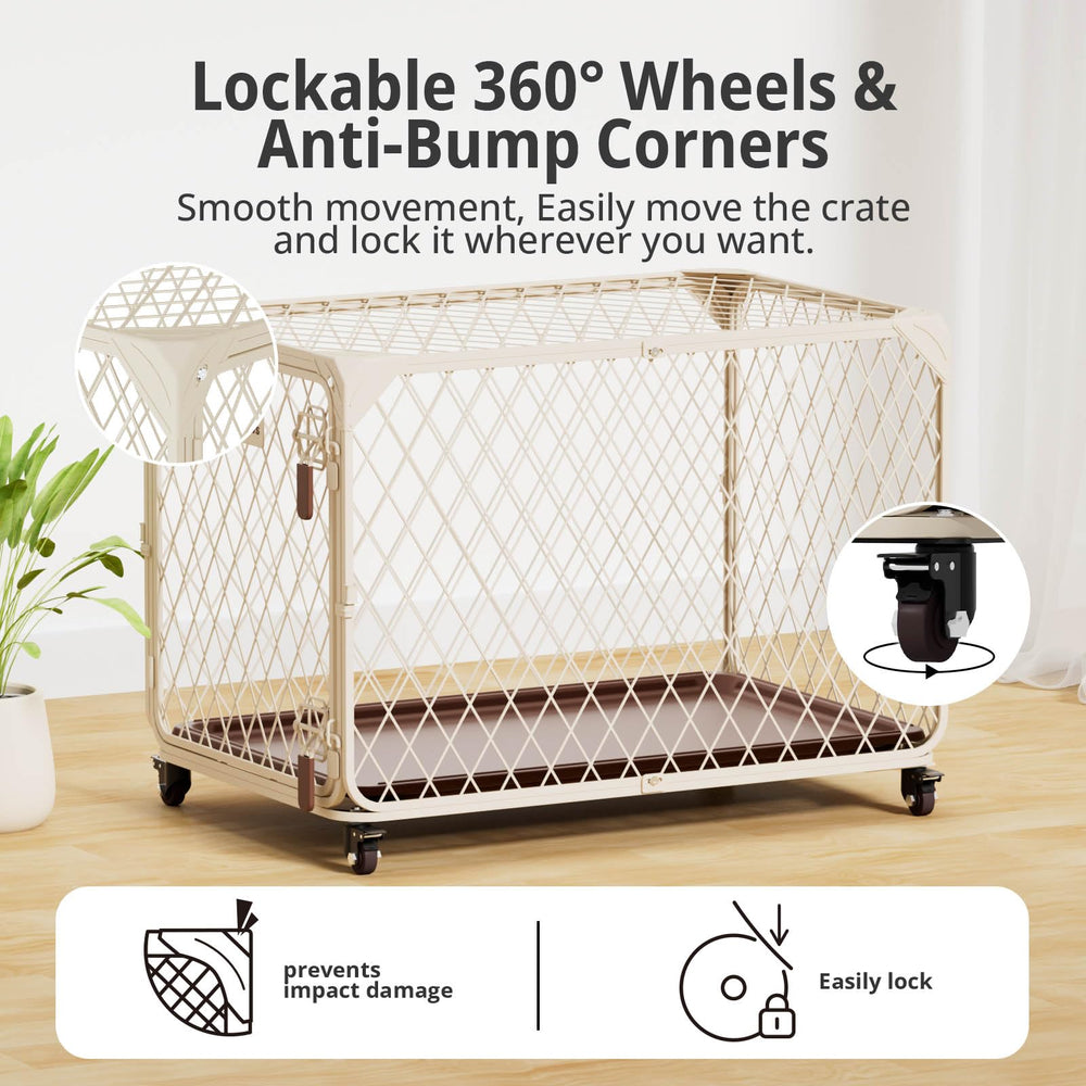 Aurapaws crate features a leak-proof tray for easy cleaning and odor control.