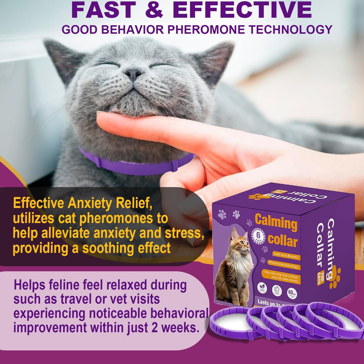 Aurevoen cat calming collar waterproof design supports calm behavior during outdoor adventures.