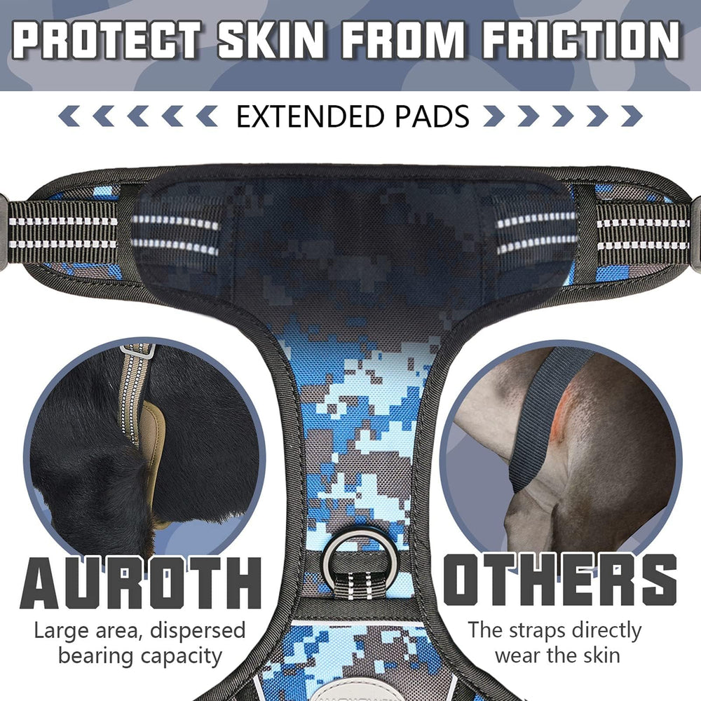 AUROTH blue camo Molle system enables carrying essentials on outdoor adventures.