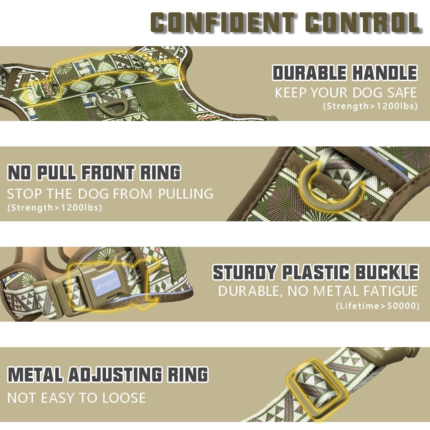 AUROTH dog harness side MOLLE gear compatible for patches