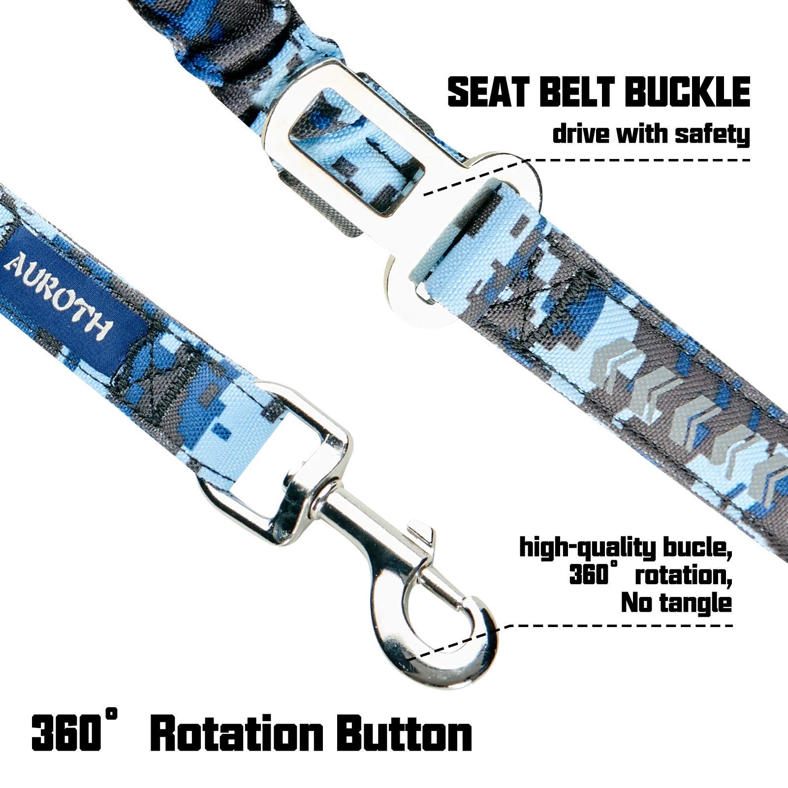 AUROTH heavy-duty dog leash dual padded handles for comfortable control.