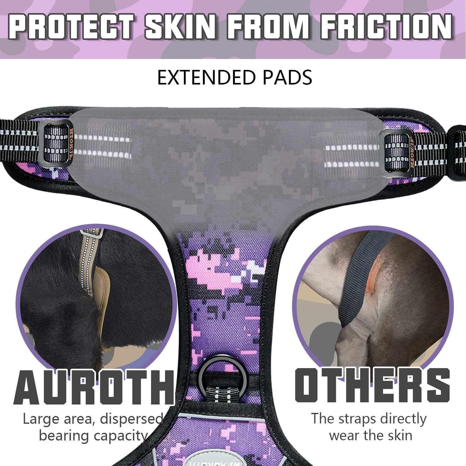 AUROTH Tactical Dog Harness no-pull front clip enables training-focused control.
