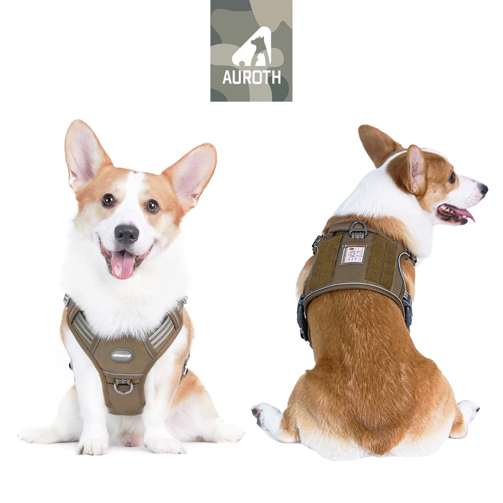 Auroth Tactical Dog Harness back view highlights secure back clip for relaxed jogging sessions.