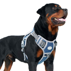 AUROTH Tactical Dog Harness Denim Blue front view for easy-adjust fit and control