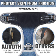 AUROTH Tactical Dog Harness Denim Blue MOLLE side for gear on outdoor trips