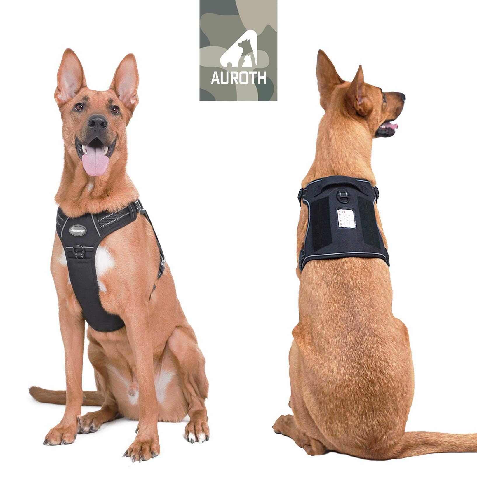 AUROTH tactical dog harness durable nylon construction with reinforced stitching