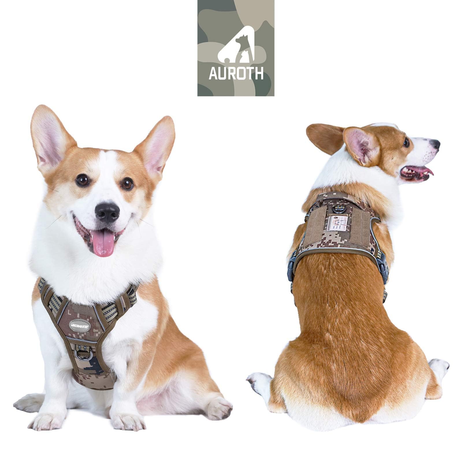 AUROTH Tactical Dog Harness demonstrates durable nylon and reinforced stitching for rugged adventures.