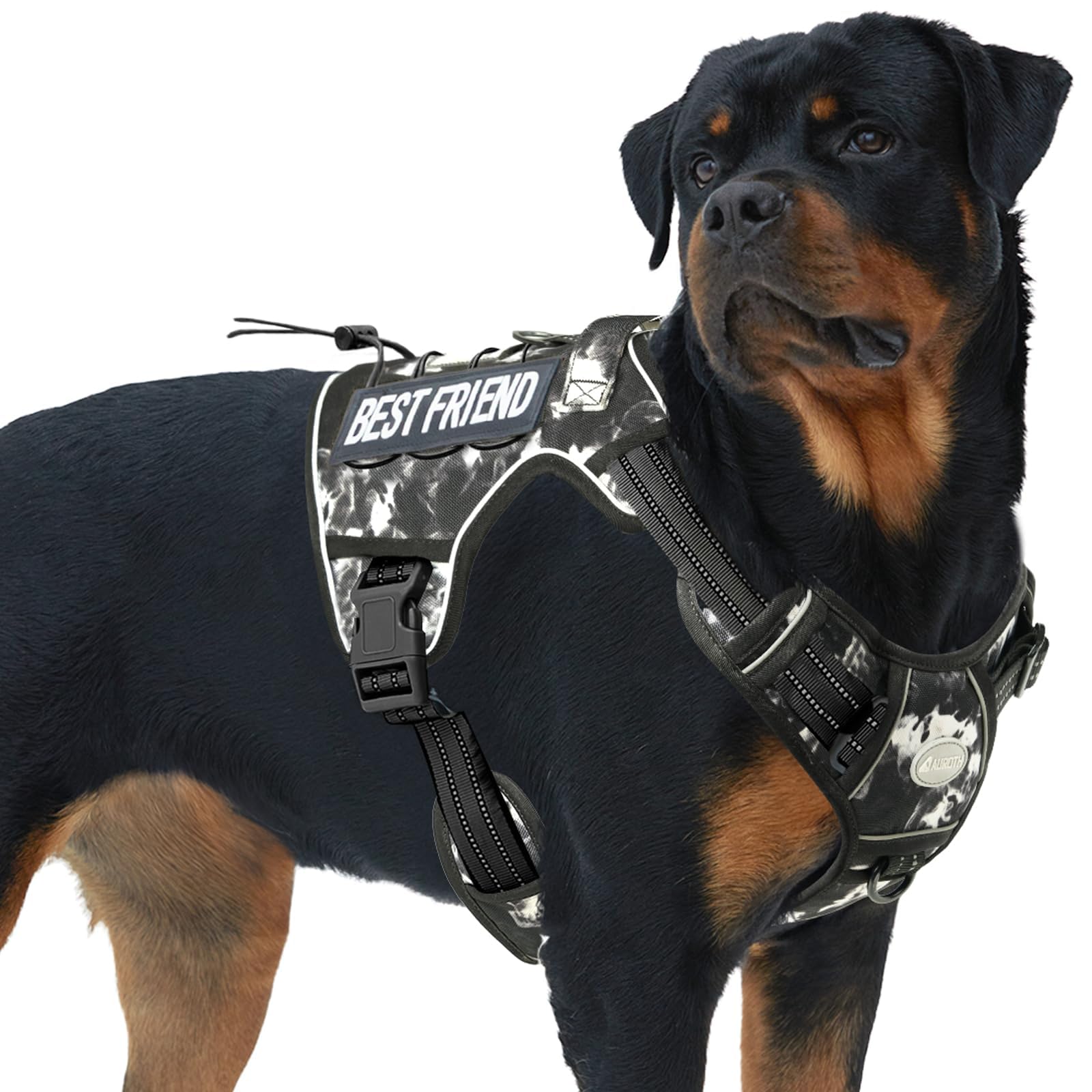AUROTH Tactical Dog Harness with easy-adjustment for quick on/off during walks