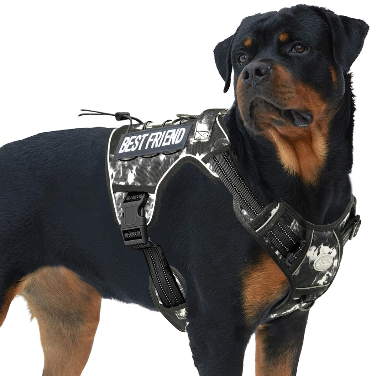 AUROTH Tactical Dog Harness with easy-adjustment for quick on/off during walks