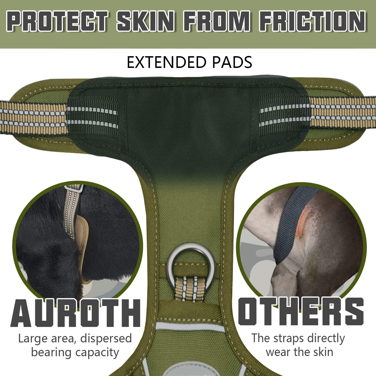 AUROTH Tactical Dog Harness front leash clip enables no-pull control.