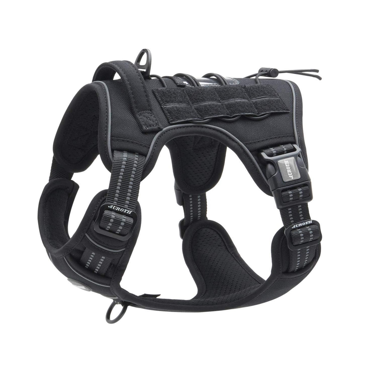 AUROTH tactical dog harness front view shows no-pull design for training