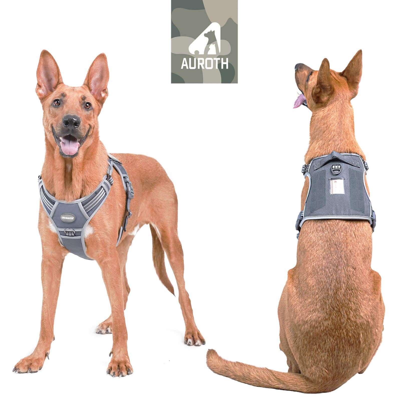 AUROTH Tactical Dog Harness side view highlights adjustable fit for large dogs.