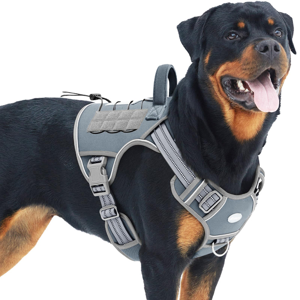 AUROTH tactical dog harness for large dogs with no-pull front and back leash points.
