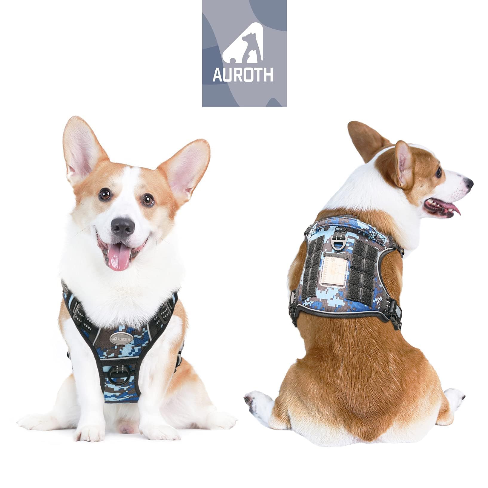 AUROTH Tactical Dog Harness molle attachments enables lightweight gear and water bottle carry