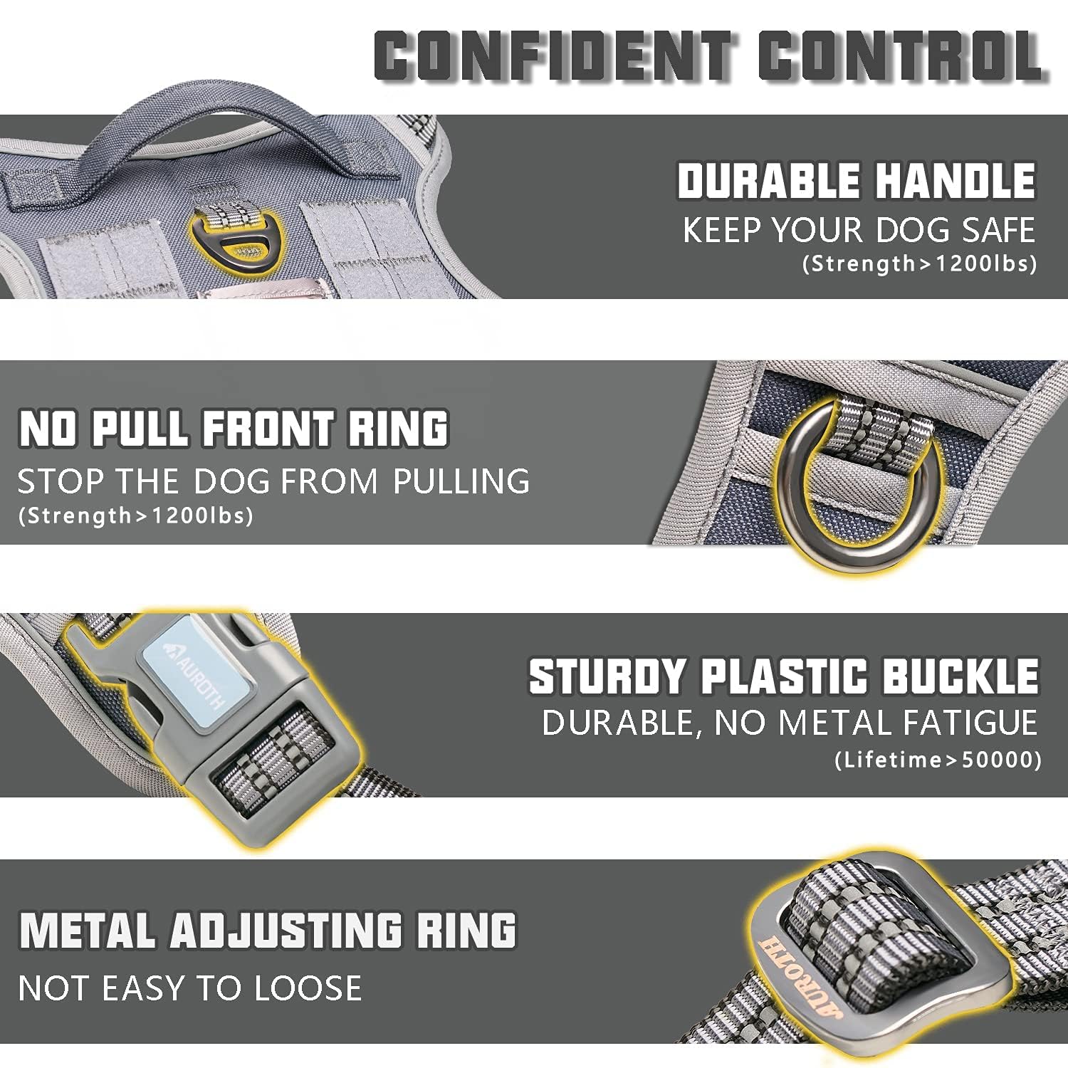 AUROTH Tactical Dog Harness molle system enables gear pouches and patches