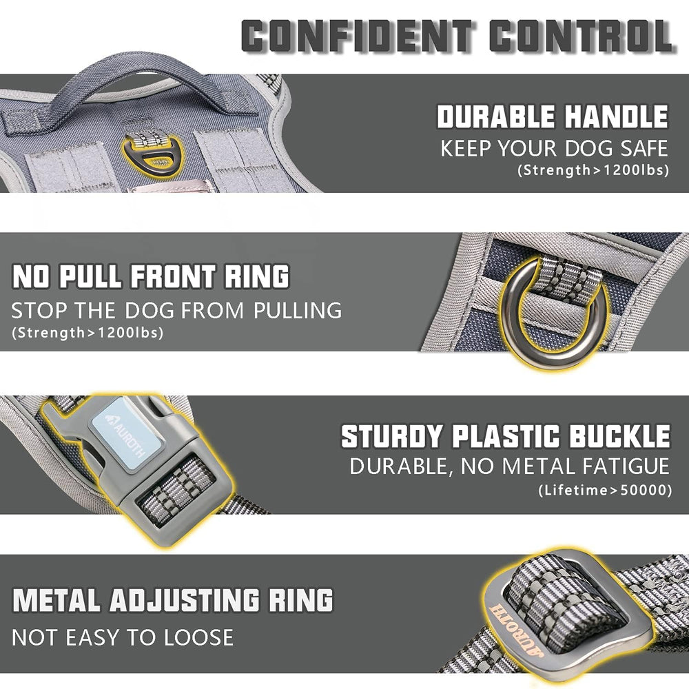 AUROTH Tactical Dog Harness molle system enables gear pouches and patches