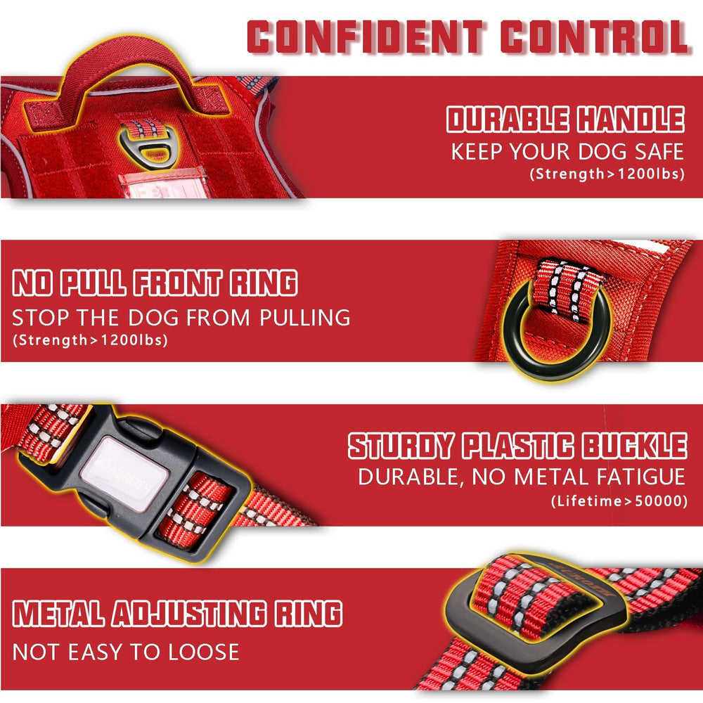 AUROTH Tactical Dog Harness padded shoulders reduce pressure for comfortable all-day wear.