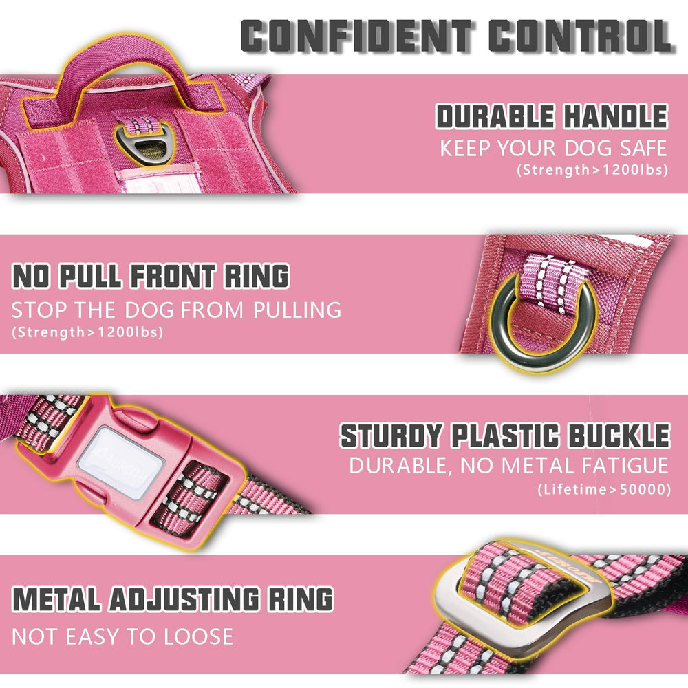 AUROTH Tactical dog harness rose red XL adjustable straps ensure secure, snug fit