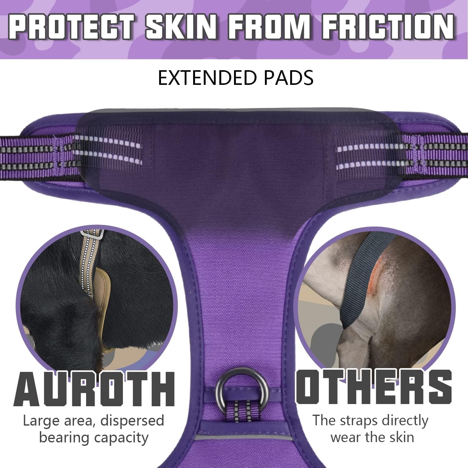 AUROTH Tactical Dog Harness Purple size guide helps find the right fit for large dogs.