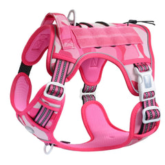 AUROTH Tactical Dog Harness pink camo front view for secure, comfortable walks.