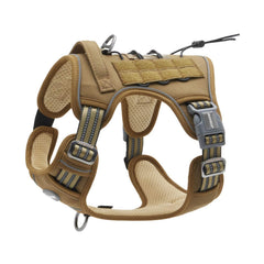 AUROTH Tactical Dog Harness yellow front view with reflective trim for better night visibility.