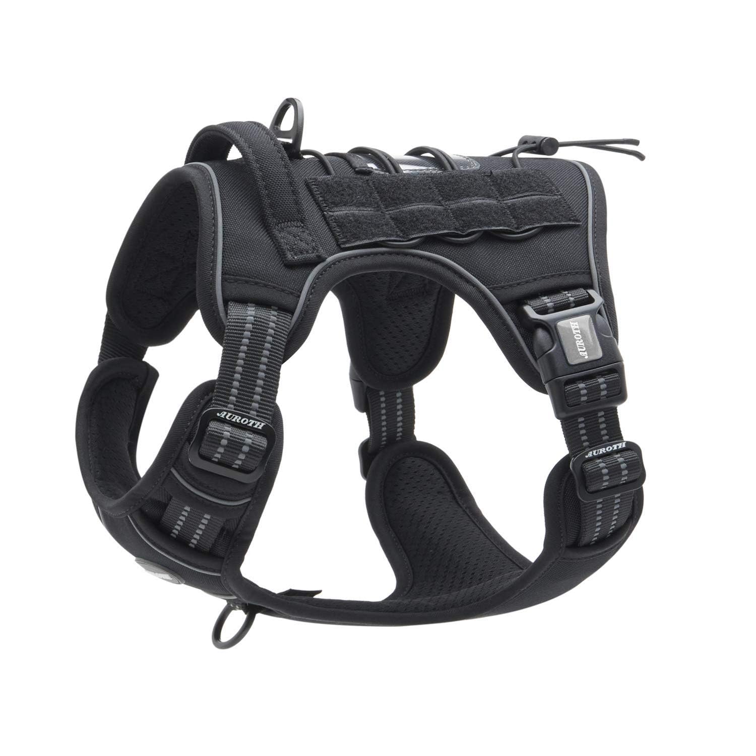 AUROTH Tactical Harness small dog front view with reflective trim for night visibility
