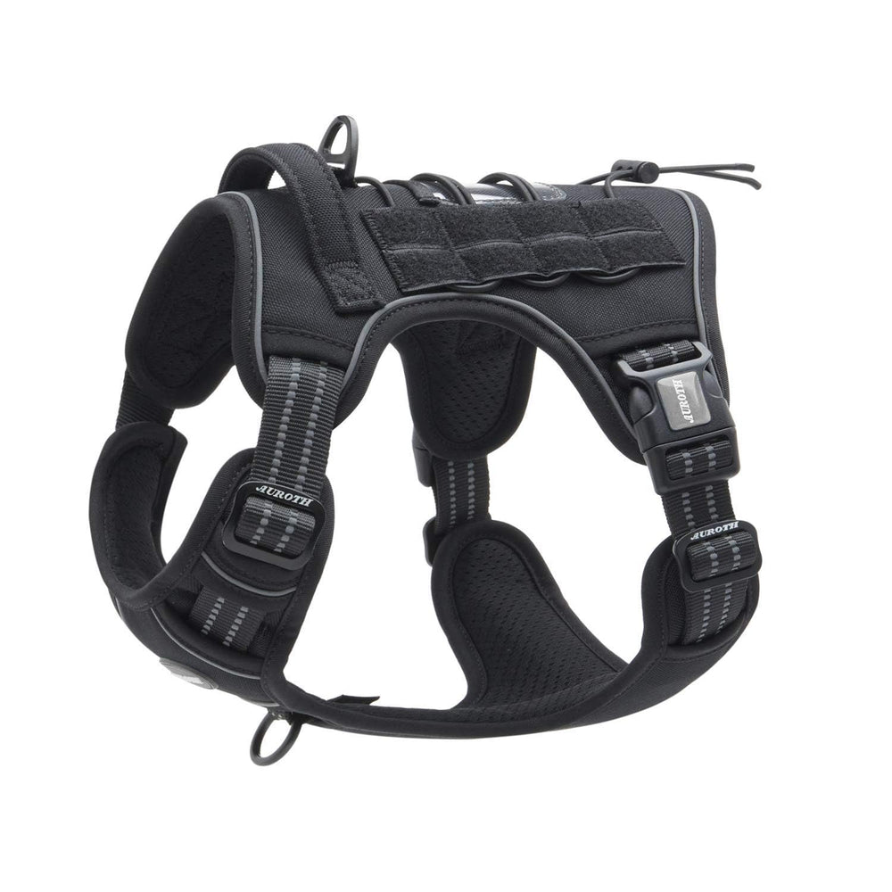AUROTH Tactical Harness small dog front view with reflective trim for night visibility