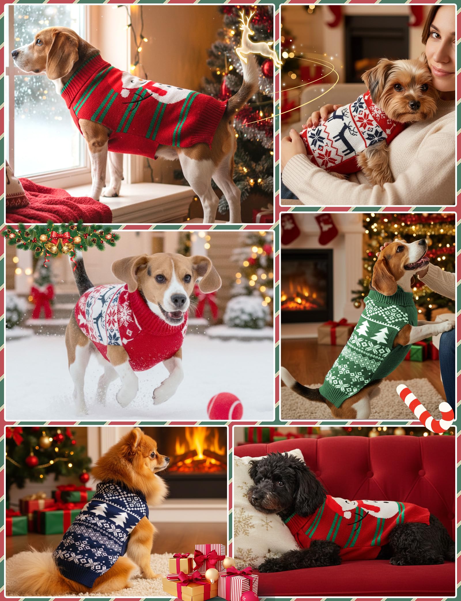 AURUZA cat and dog Christmas sweater with holiday pattern for joyful warmth.