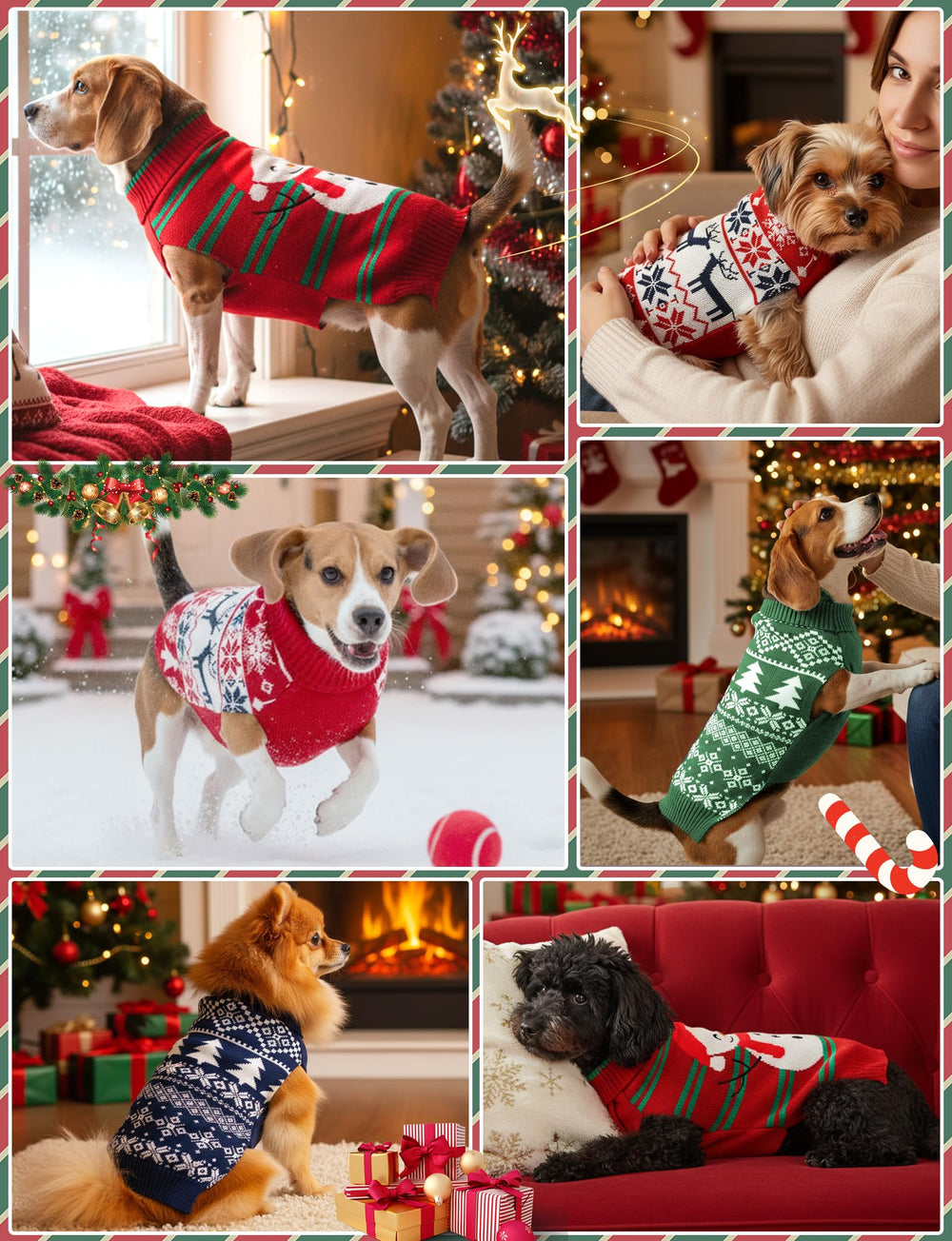 AURUZA cat and dog Christmas sweater with holiday pattern for joyful warmth.