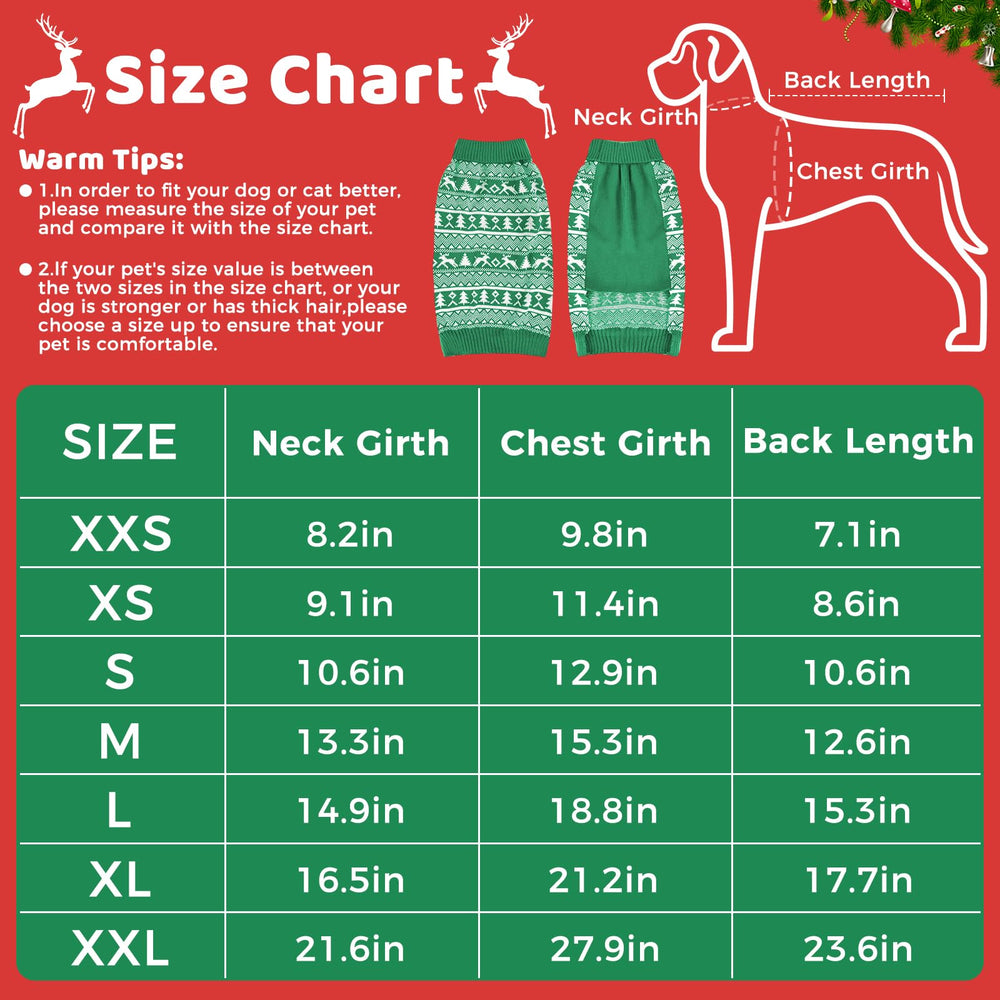 AURUZA Christmas dog sweater green full-body wear on dog demonstrates easy wear