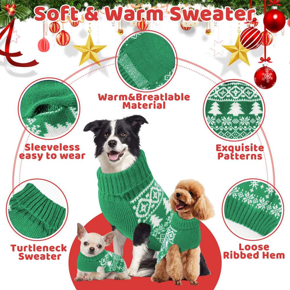 AURUZA Christmas dog sweater green hanging tag emphasizes festive style