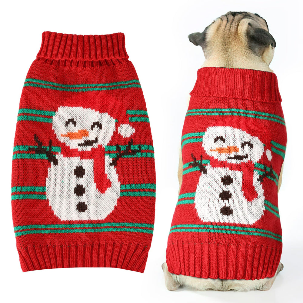 AURUZA Christmas dog sweater with snowman pattern keeps pets festive and warm.