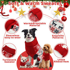 AURUZA Christmas dog sweater with turtleneck knit offers cozy warmth and easy on/off.
