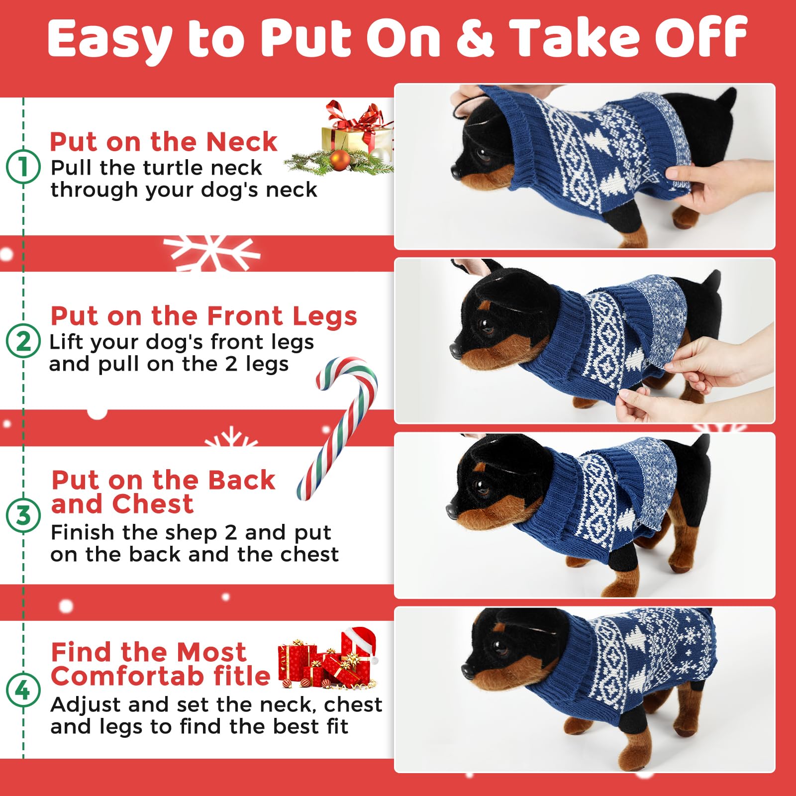 AURUZA christmas-snowman-pattern dog sweater creates festive, photo-ready moments