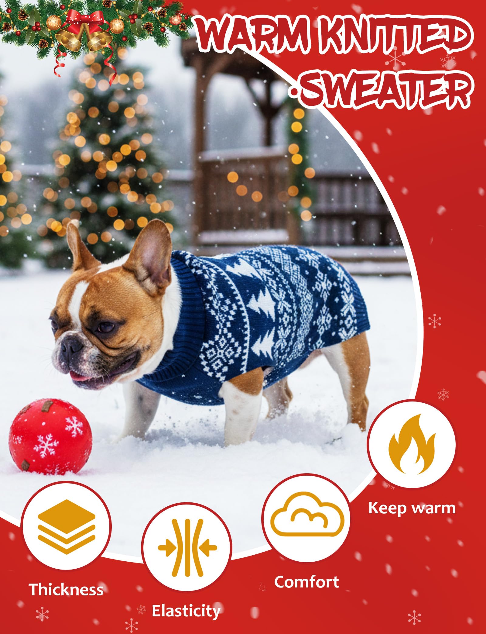 AURUZA dog sweater size chart helps you pick the right cozy fit.