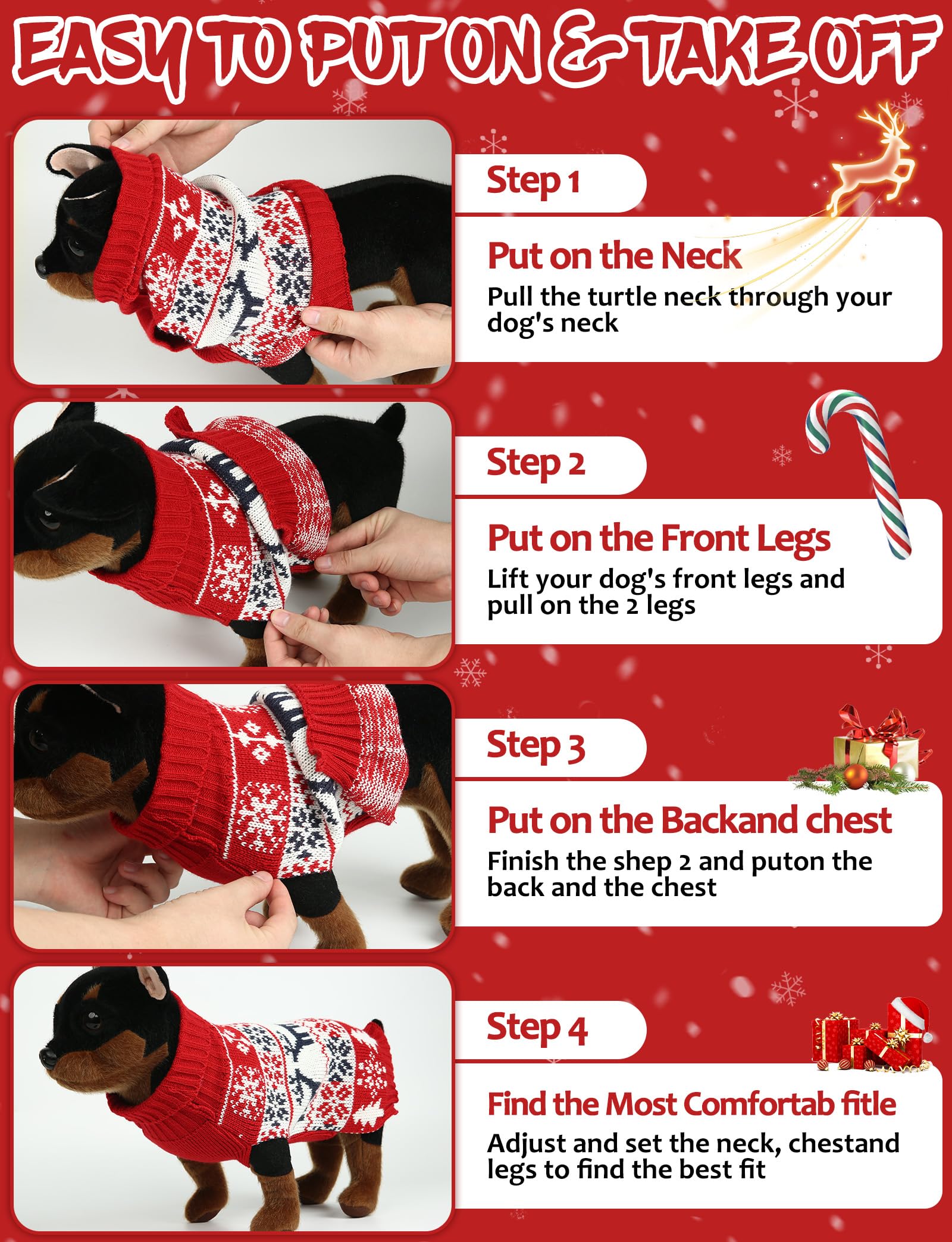 AURUZA dog sweater shown during photoshoots for festive looks and comfort.