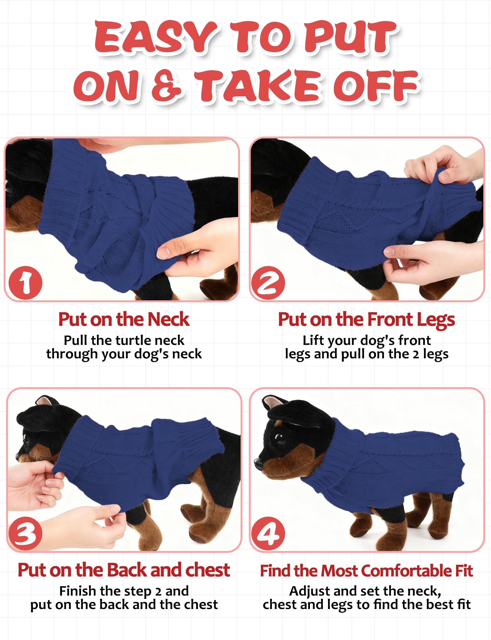 AURUZA dog sweater classic knit adds fashionable warmth for festive occasions.