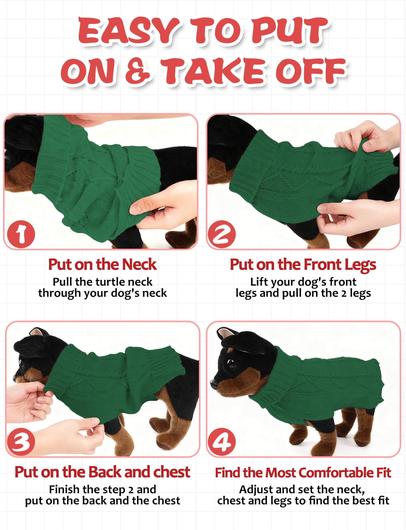 AURUZA dog sweater fashion warmth boosts cute appeal during cold-season outings