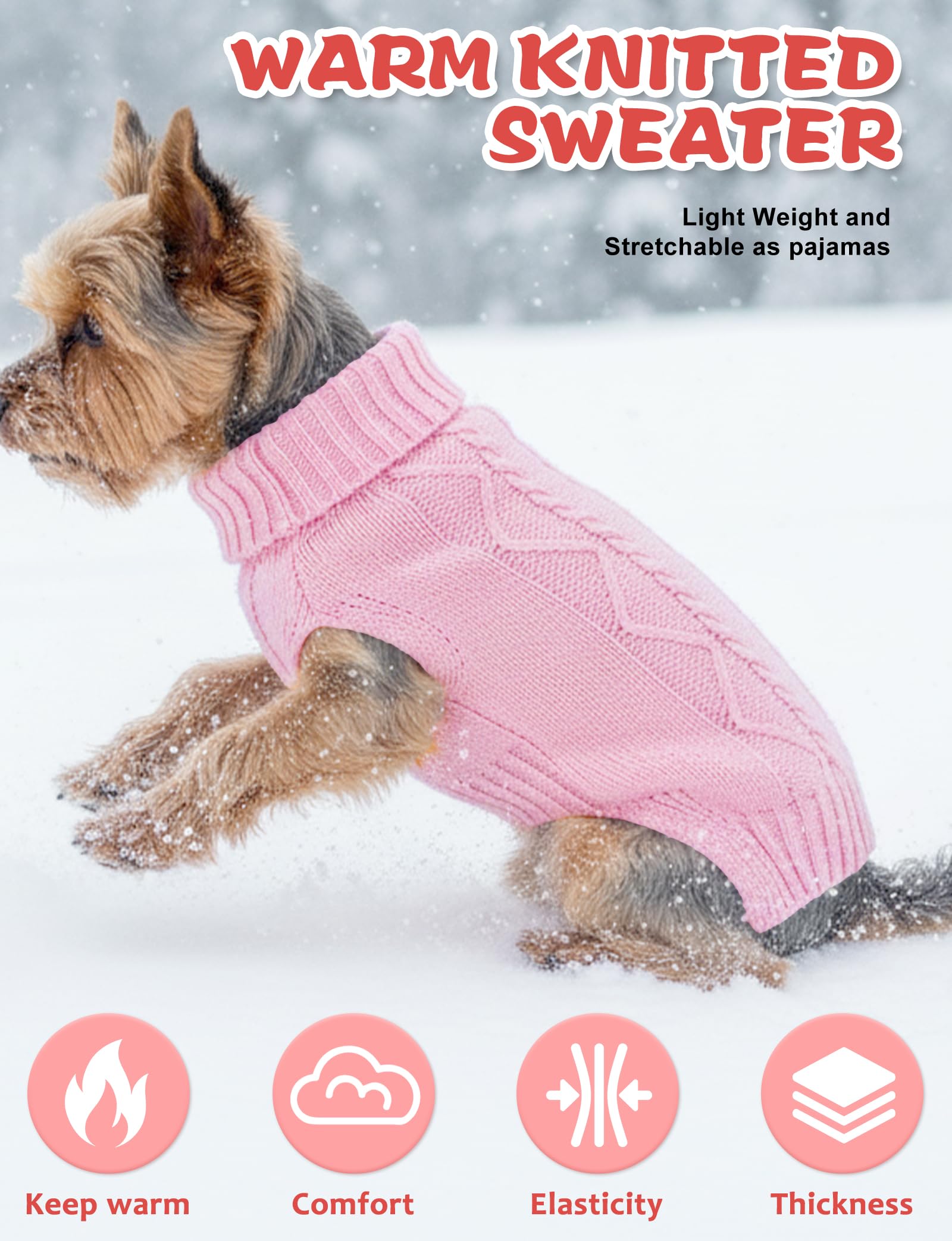 AURUZA fluffy coat knit draped on a medium dog for soft warmth.