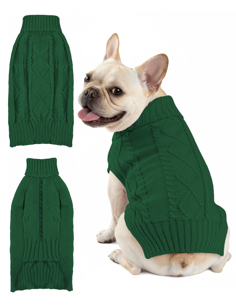 AURUZA dog sweater knit turtleneck closeup highlights soft warmth for small dogs