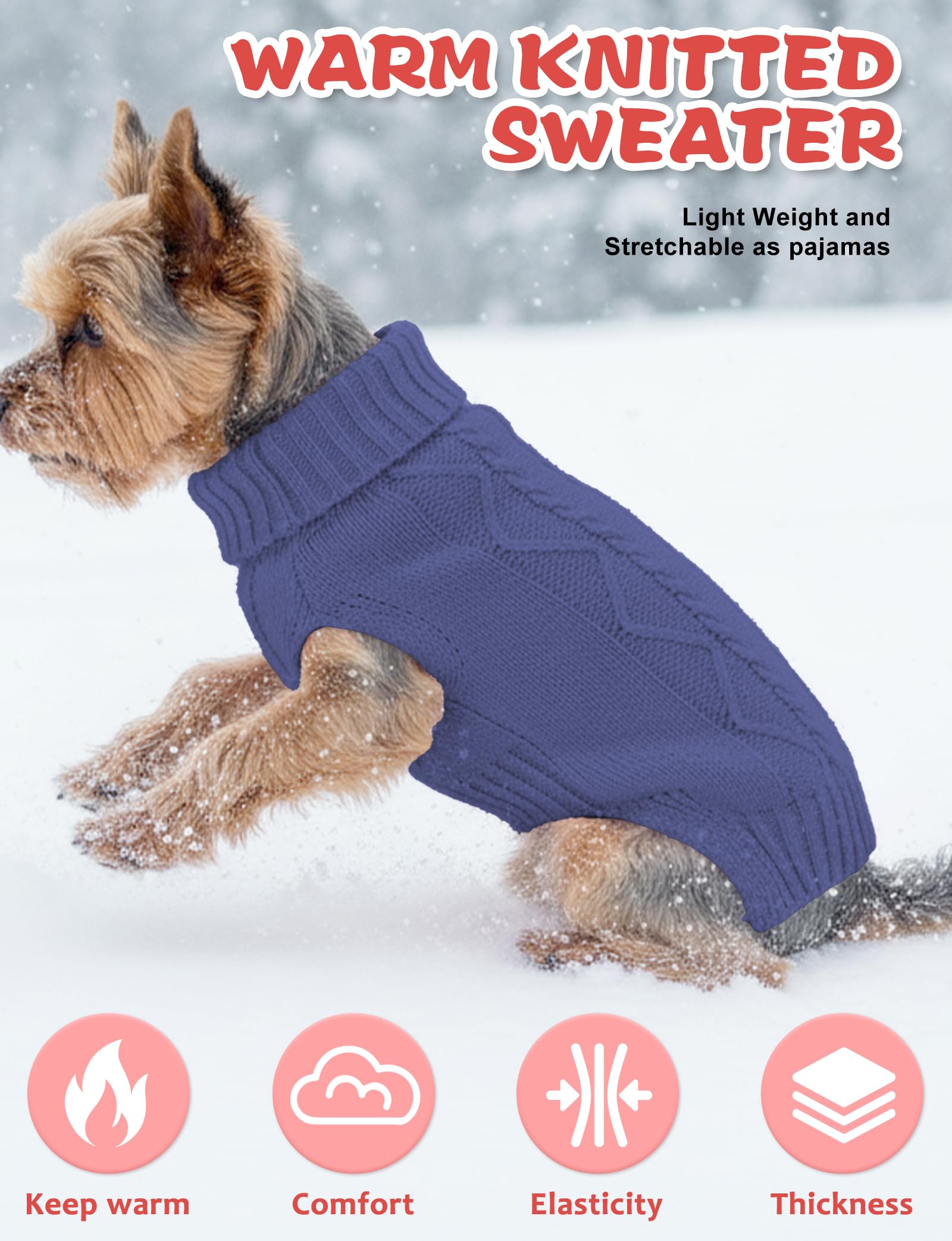 AURUZA dog sweater roomy armholes ensure comfortable movement.