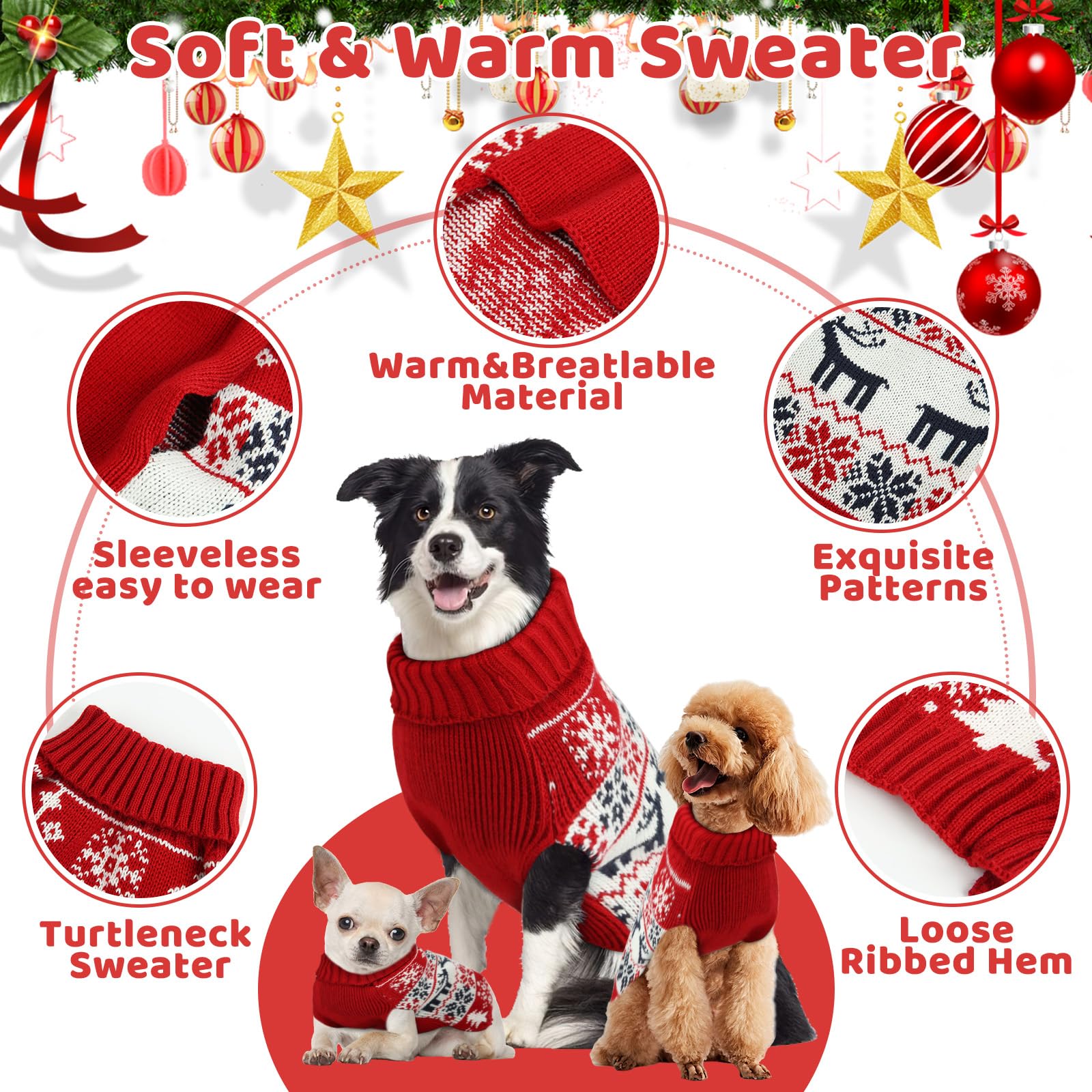 AURUZA dog sweater sleeveless design enables easy on-off for quick outings.