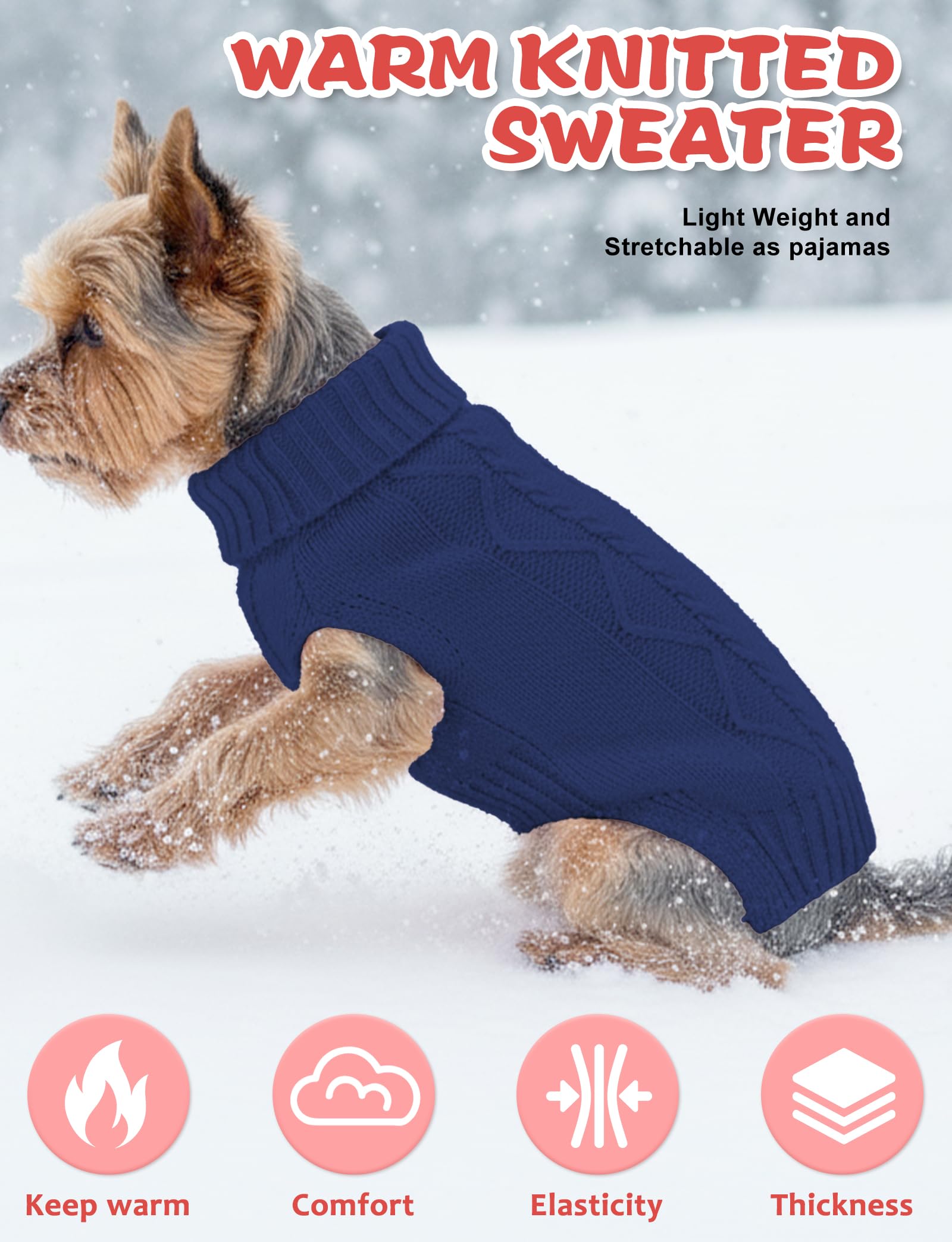 AURUZA dog sweater sleeveless style enables easy on-off with roomy chest area.