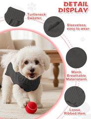 AURUZA dog-sweater sleeveless turtleneck design for easy dressing and neck warmth.