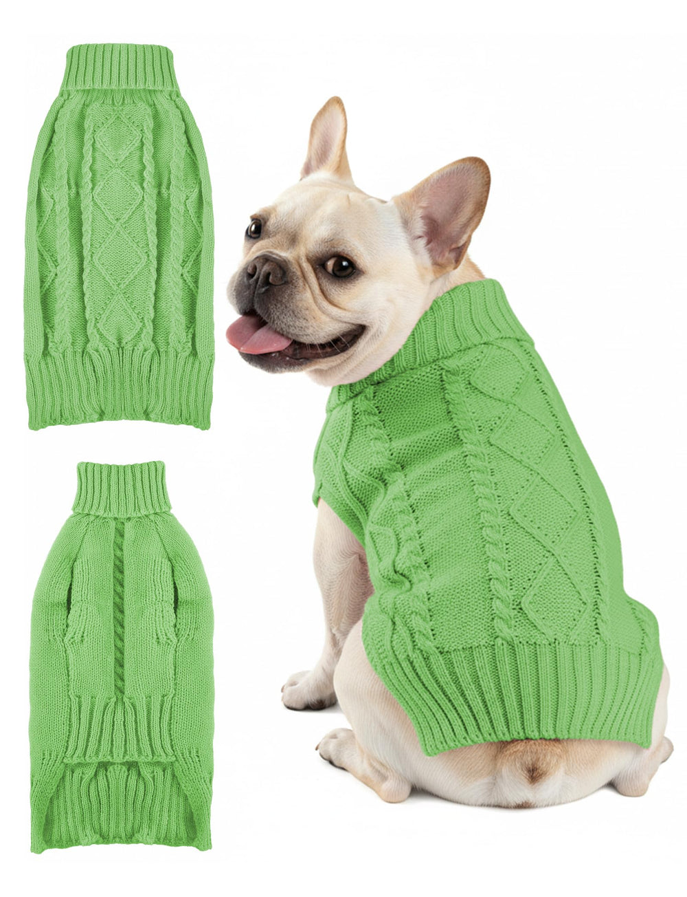 AURUZA dog sweater close-up shows soft knit texture and warmth.