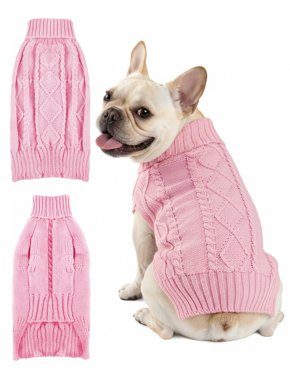 AURUZA dog sweater soft knit close up showing cozy warmth.