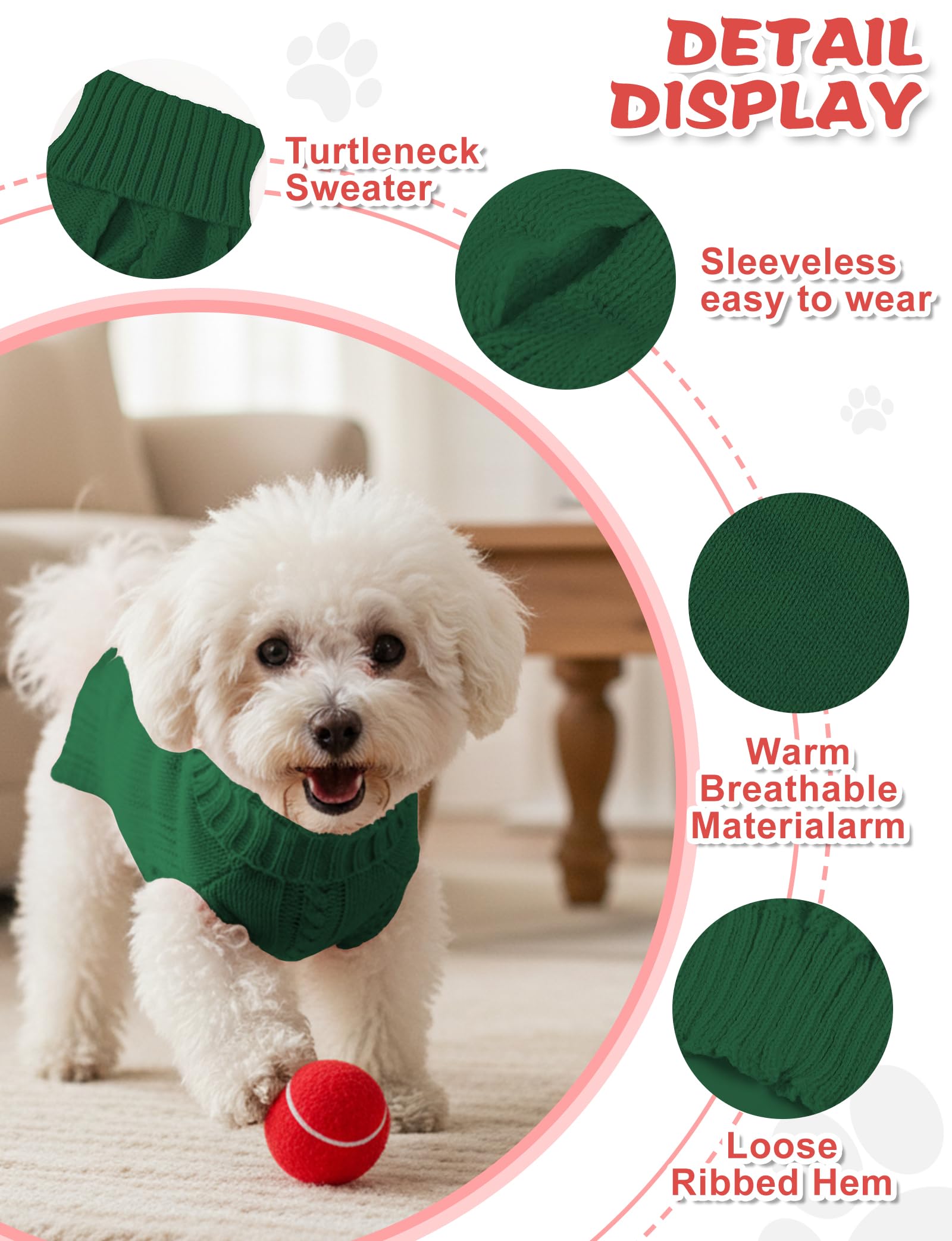 AURUZA dog sweater thick fluffy material emphasizes cozy comfort and skin friendly fabric